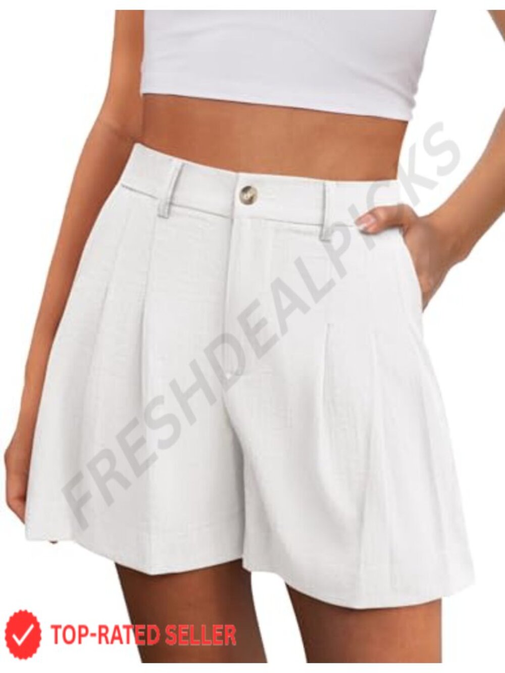 Women's High Waisted Wide Leg Pleated Shorts with Pockets Lightweight Casual
